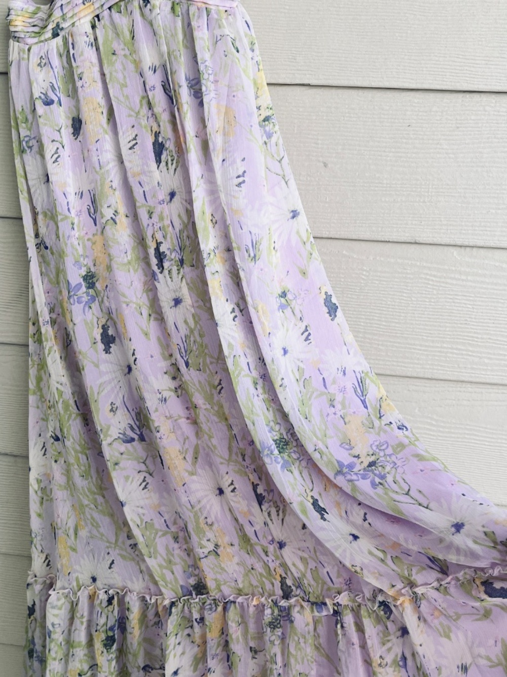 Astr The Label Primrose Maxi Dress - Lavender Aqua Floral Lace-Up-Back Size XS - Picture 6 of 15